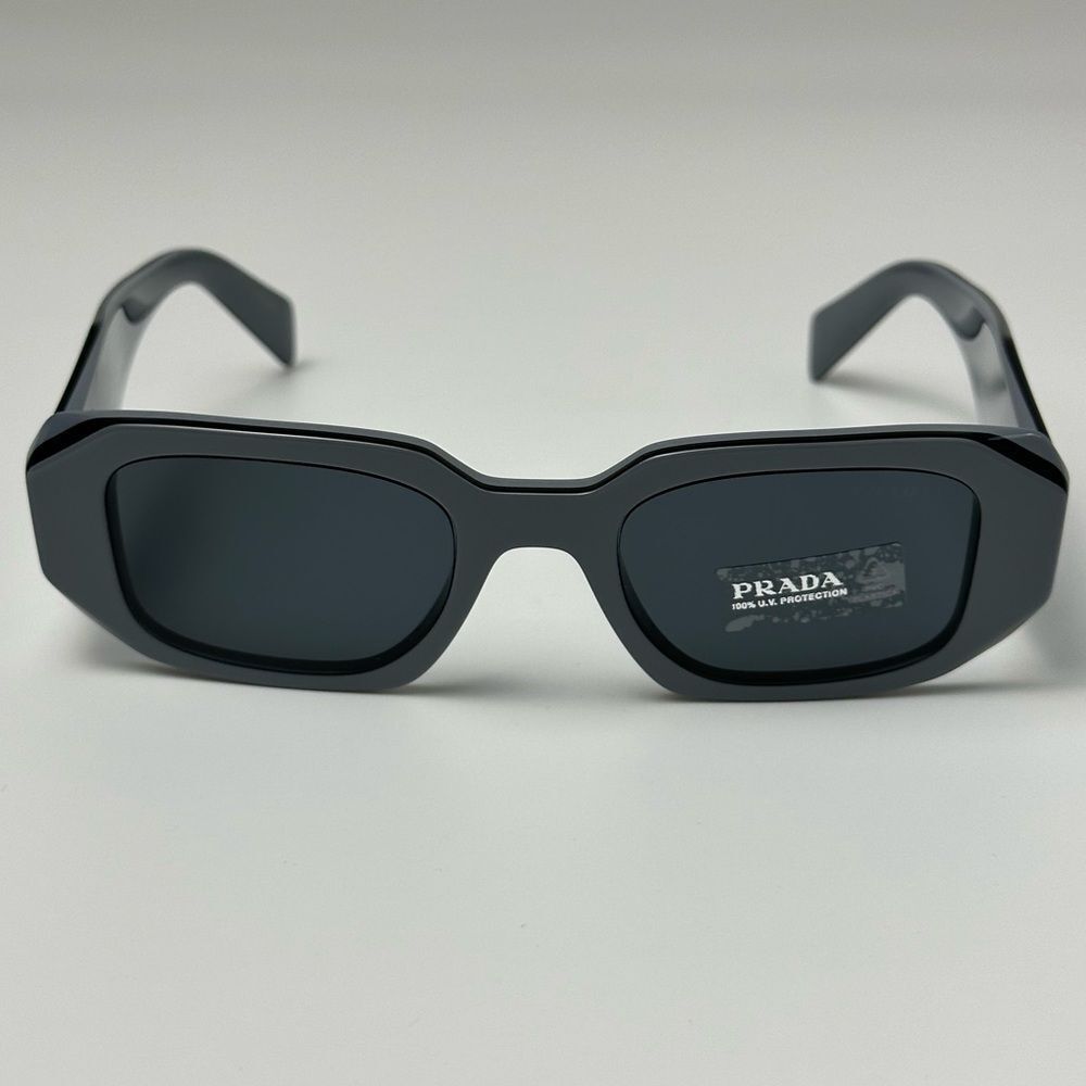 Prada Matte Gray Geometric Sunglasses with Black Lenses - Picture 2 of 14